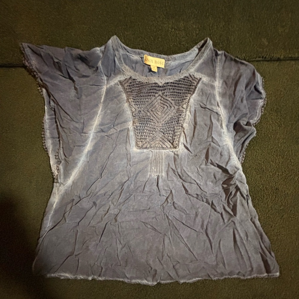 Knox Rose Blue Textured Women's Blouse